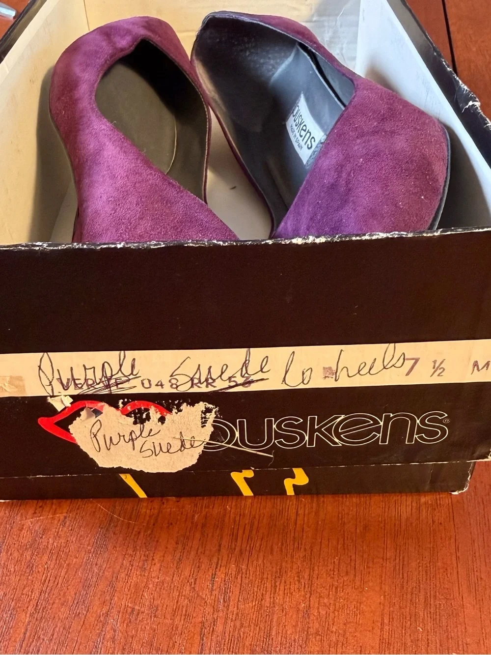 Vintage Buskens Purple Suede Pointed Toe Heels Pumps Made in Spain Size 7.5